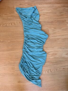 Ruched Strapless Women’s Dress - Aqua Blue
